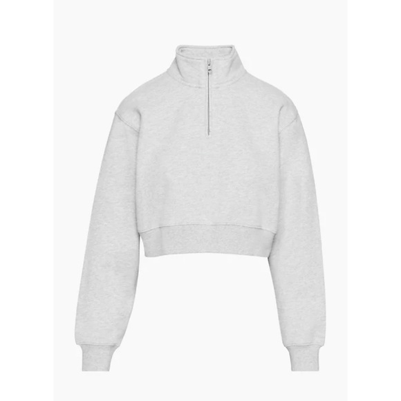 Aritzia Tna Cozy Fleece Perfect Quater Zip Sweatshirt heather grey - Picture 10 of 10